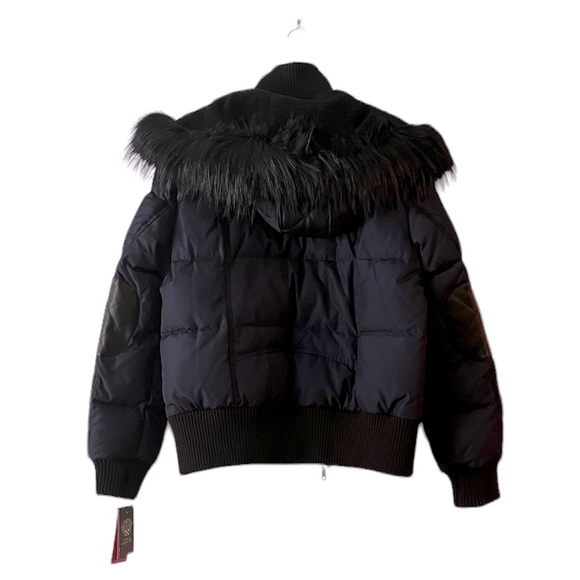 NWT Vince Camuto Quilted Down Fill Bomber Coat with Faux Fur Navy Black XL Women - Picture 3 of 16
